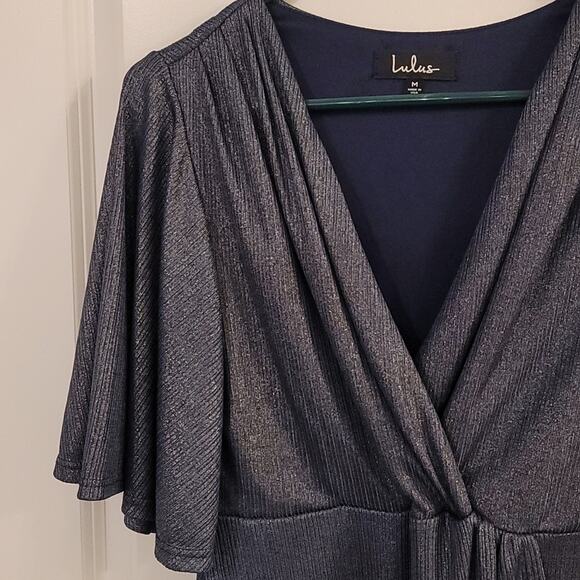 Lulu's Blue You're The Stun Metallic Midi Dress - Picture 4 of 11
